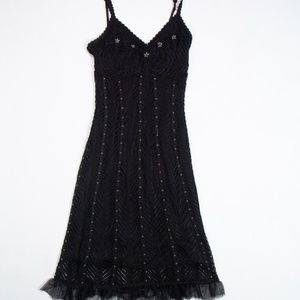 Janine London Paris New York XS Crochet LACE BLACK